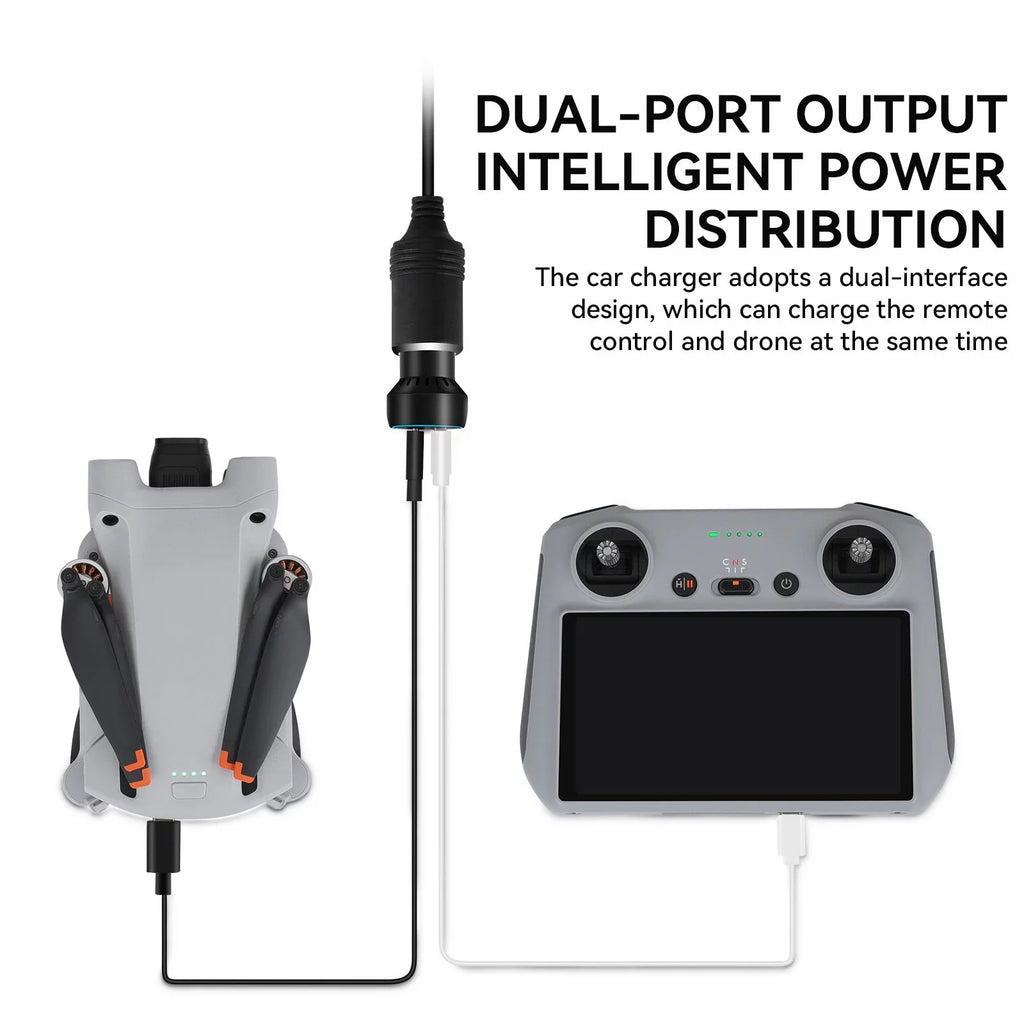 Sizeuper Fast USizeB-C Charging Adapter QC3.0 PD Car Charger for DJI Mini 2/Mini 3 Pro