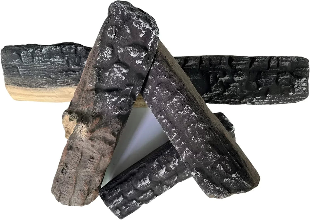 Gas Logs 4pcs Gas Fireplace Logs Sizeet of Ceramic Wood Logs. Use in Fireplaces & Fire Pits