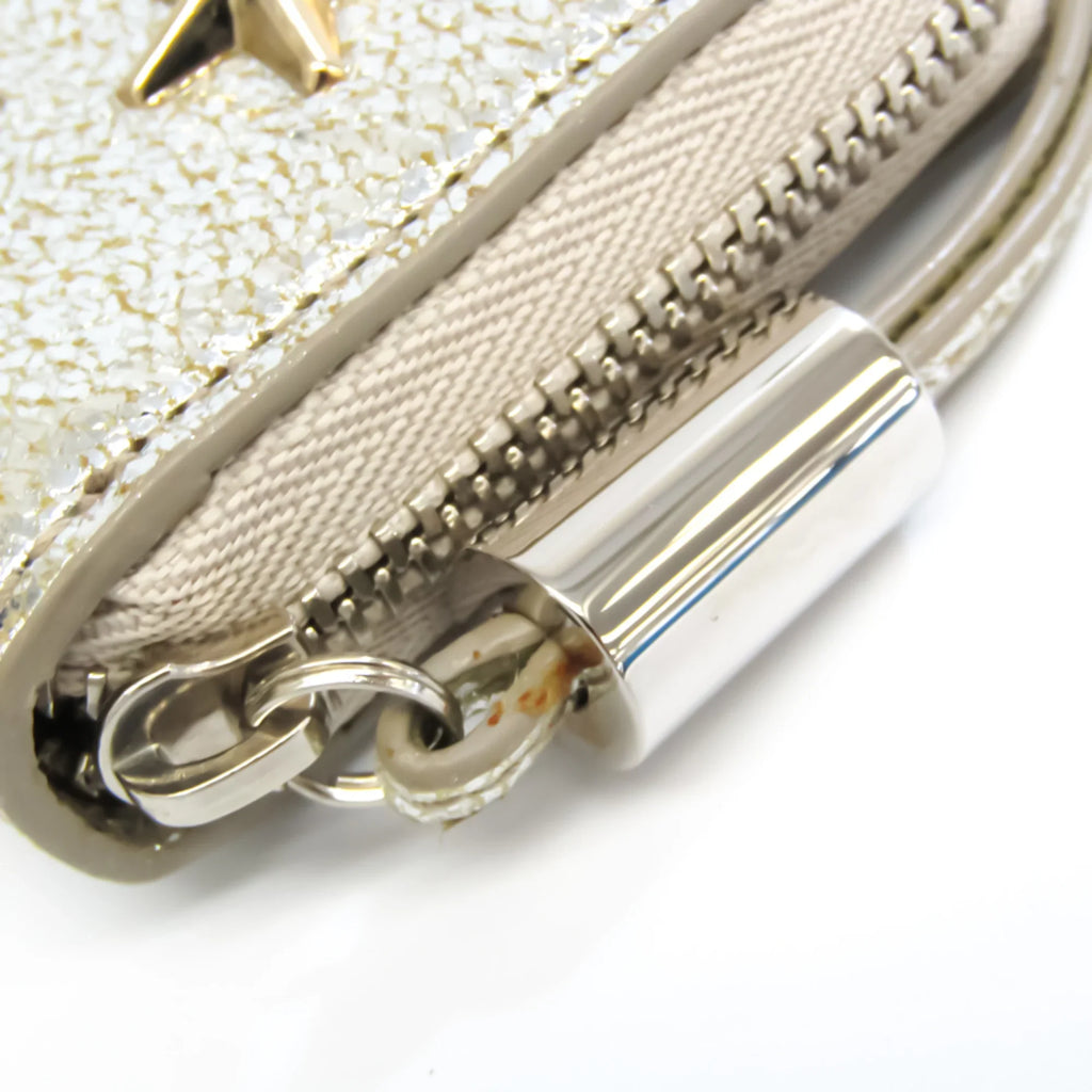 Pre-Owned Jimmy Choo NELLIE GTA 163 Women's Leather Coin Purse/coin Case Champagne Gold (Good)