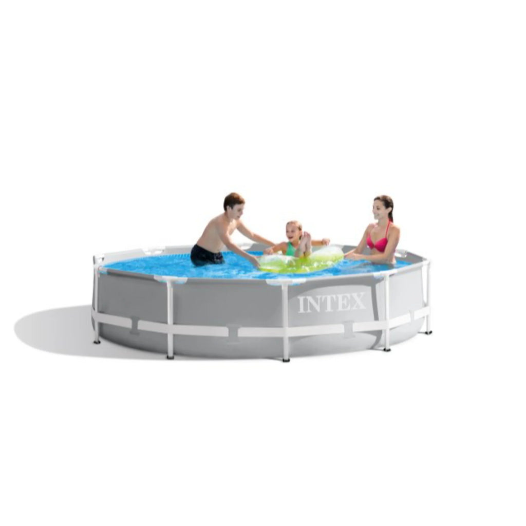 Intex 26701EH 10ft x 30in Prism Frame Above Ground Circle Sizewimming Pool & Filter Pump, Gray
