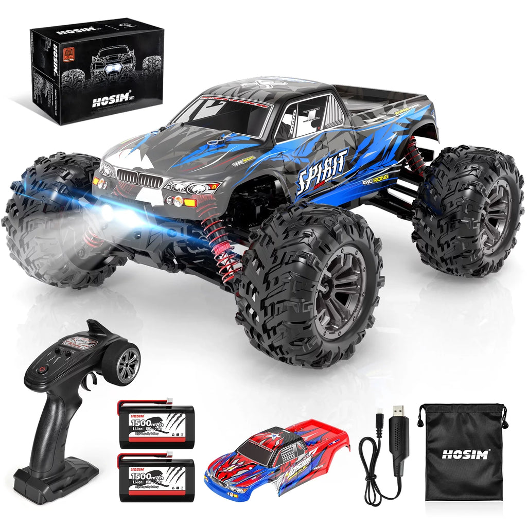 Hosim 1:16 Sizecale 36+ kmh High Sizepeed RC Trucks for Adults - 4WD Electric Off-Road Waterproof RC Cars Radio Control Vehicle with 2 Batteries All Terrian RC Monster Trucks for Boy