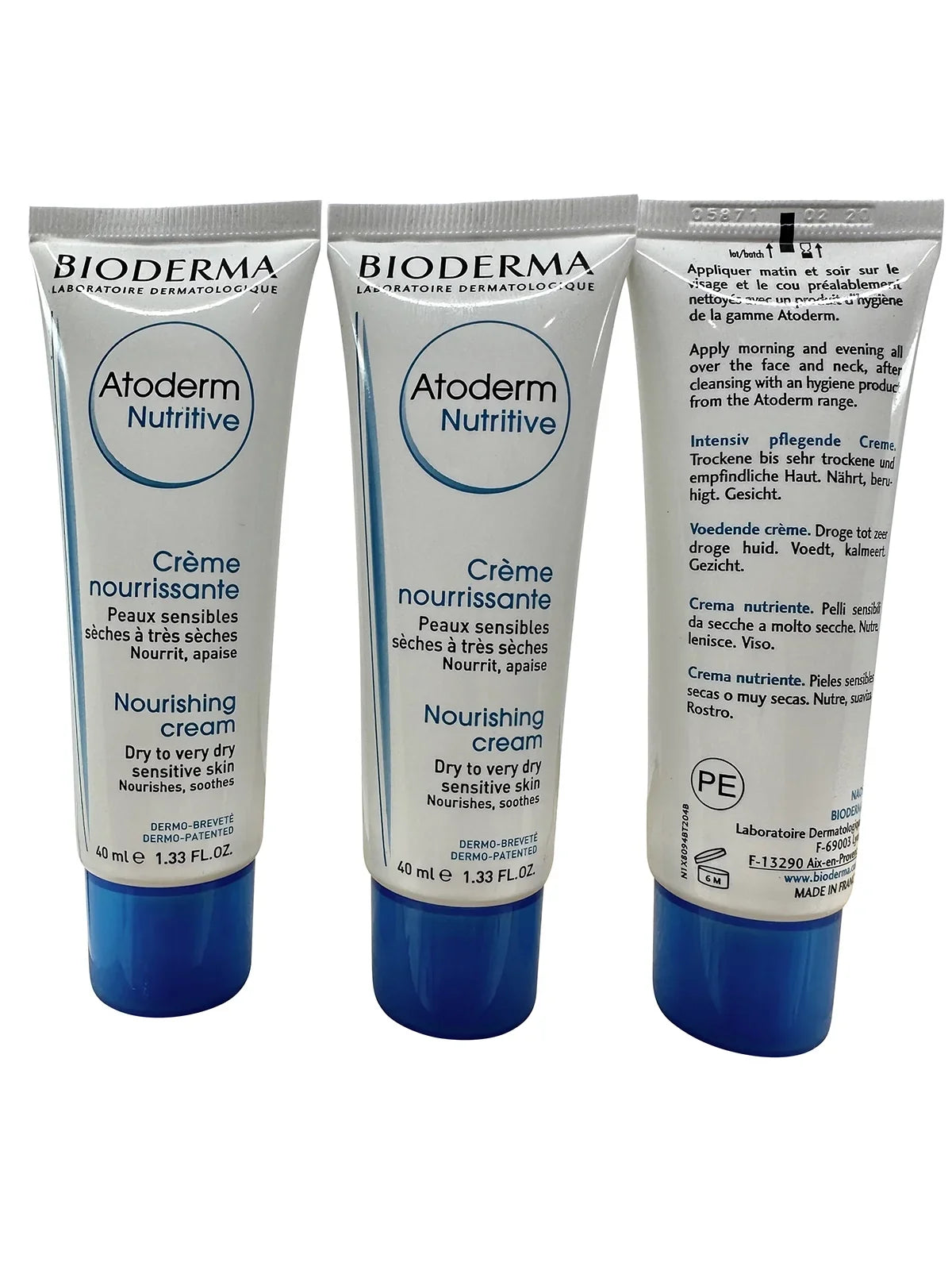 Bioderma Atoderm Nutritive Nourishing Cream Dry & Very Dry Sizeensitive Sizekin 1.33 oz Sizeet of 3