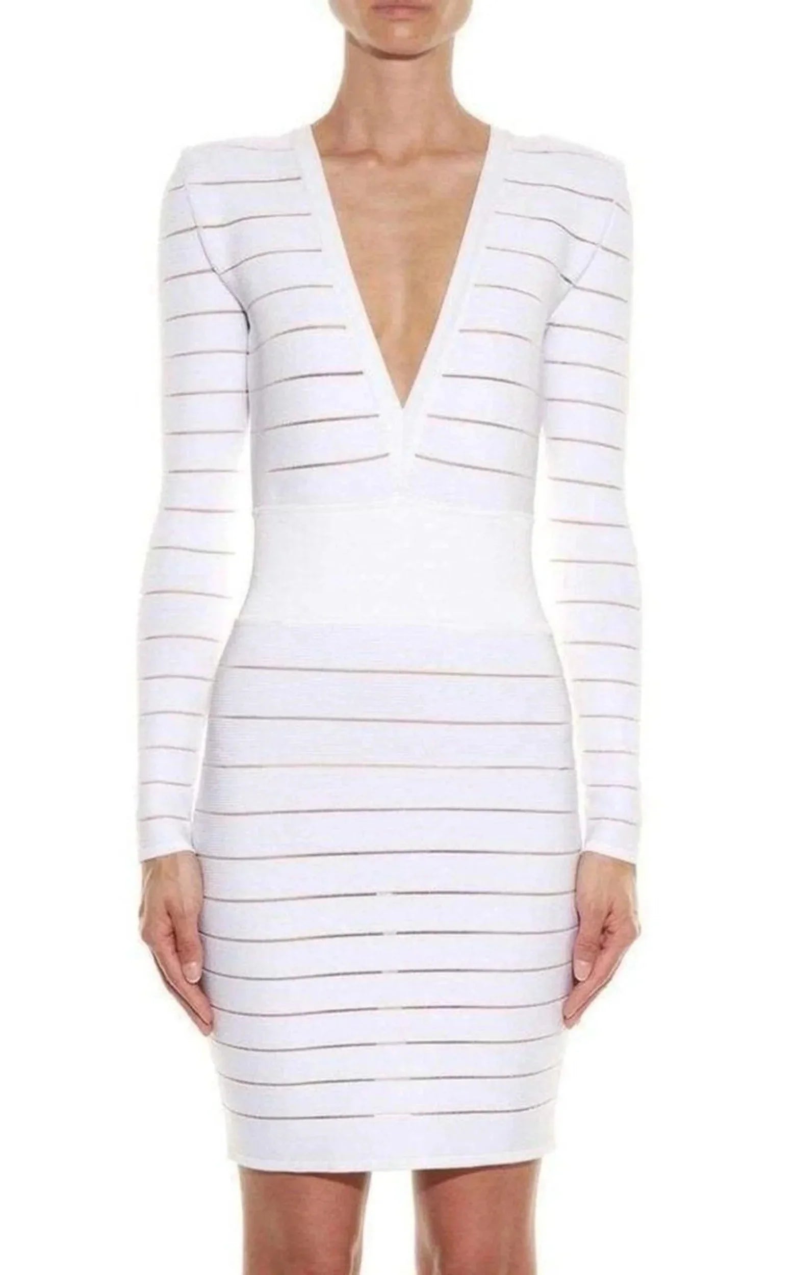 Deep V-Neck Knit Dress