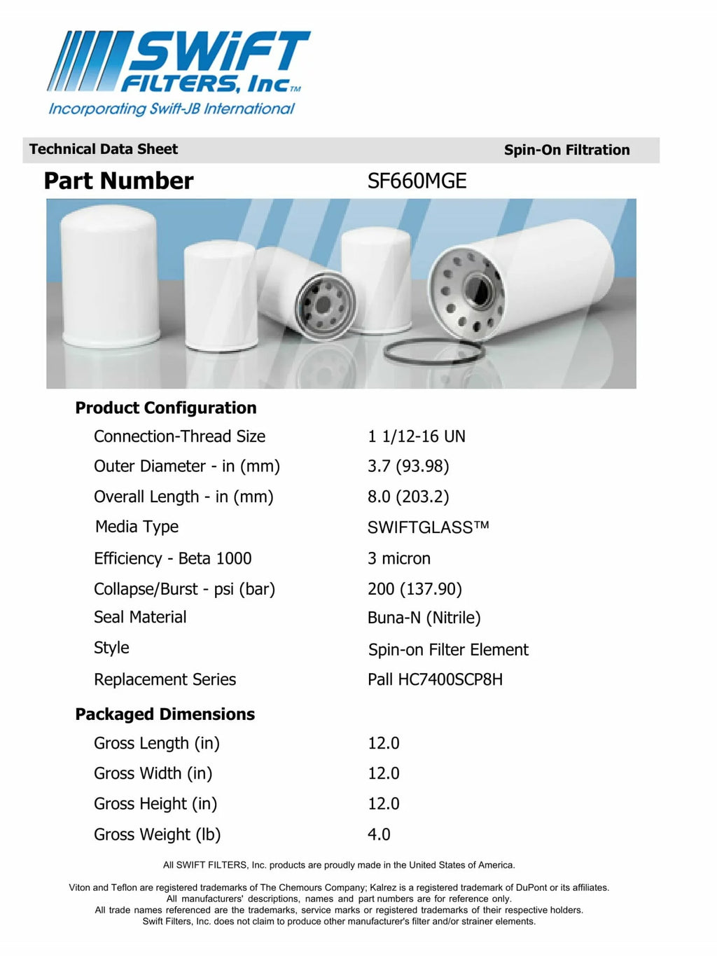 Direct Interchange for FLEETGUARD HF6604in-On Filter Element Microglass Construction 3 Micron