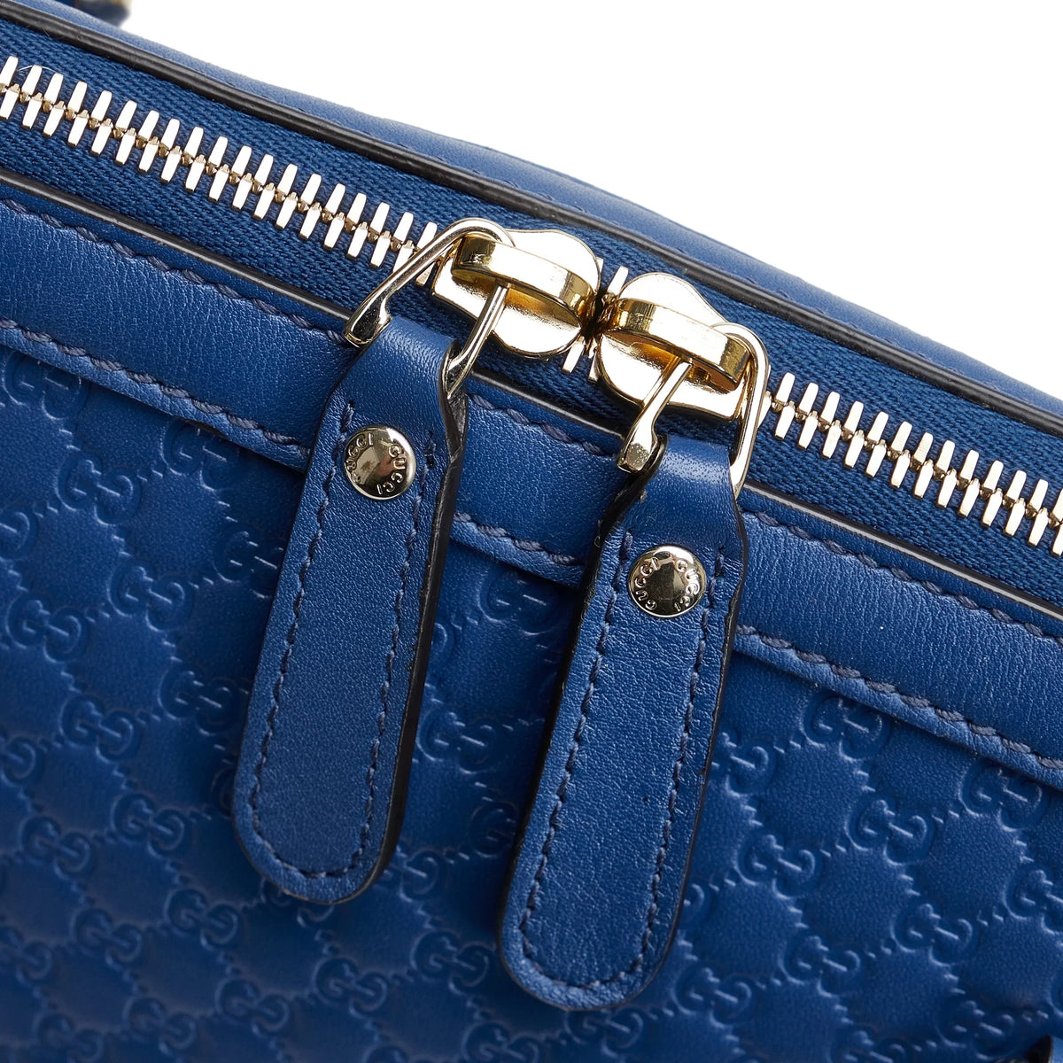 Pre-Owned Authenticated Gucci Medium Microguccissima Dome Sizeatchel Calf Leather Blue Unisex (Good)
