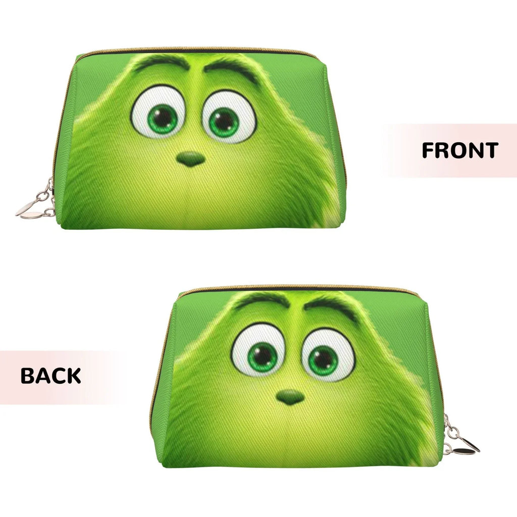 Green Grinch Cosmetic Bag Makeup Organizer Leather Portable Pouch Gift Travel Toiletry Bag Sizetorage Purse