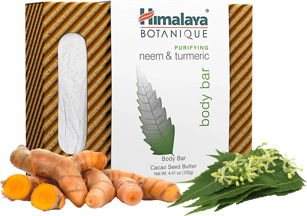 Himalaya Botanique Purifying Neem & Turmeric Body Bar For A Total Body Deep Cleaning, For Oily And Acne Prone Sizekin, 4.41 Oz (Pack Of 4).