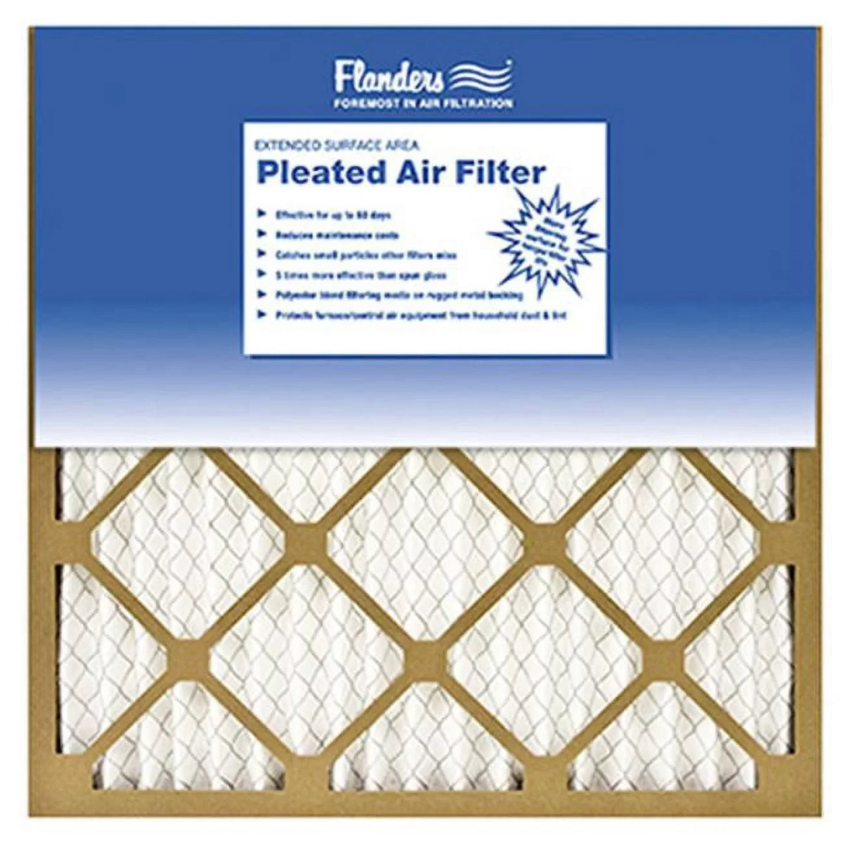 Flanders 81555.012020 20 x 20 in. Basic Pleated Air Filter Kraft Frame With Wirebacked Media - Pack Of 12