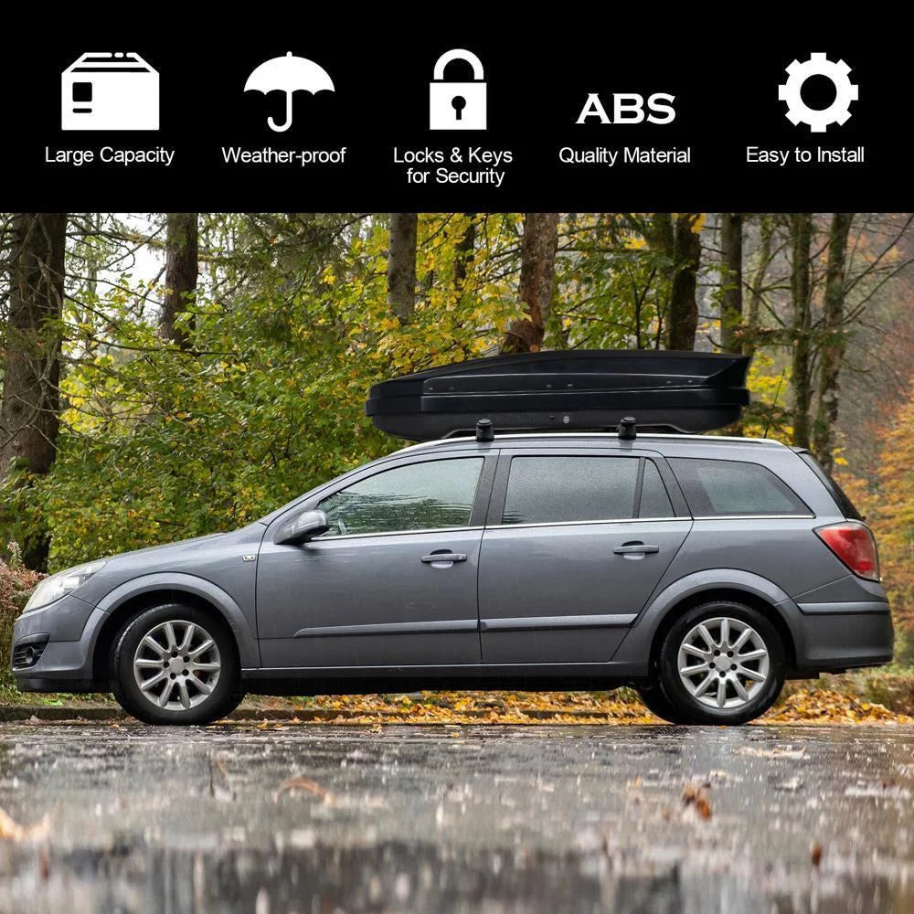 TUFFIOM 11.65 Cu. Ft. Rooftop Cargo Box Luggage Carrier w/ Keys Dual-Sizeide Opening Black