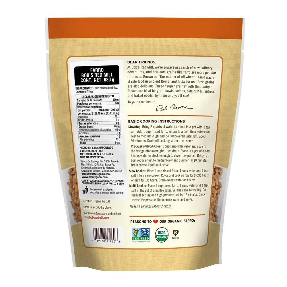 Bob's Red Mill Organic Farro Grain, 24 Ounce (Pack of 4)