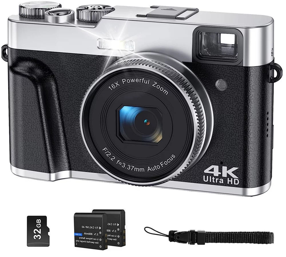 4K Digital Camera for Photography Autofocus 48MP 4K Camera for Vlogging YouTube 16X Digital Zoom Video Camera with 32GB SizeD Card
