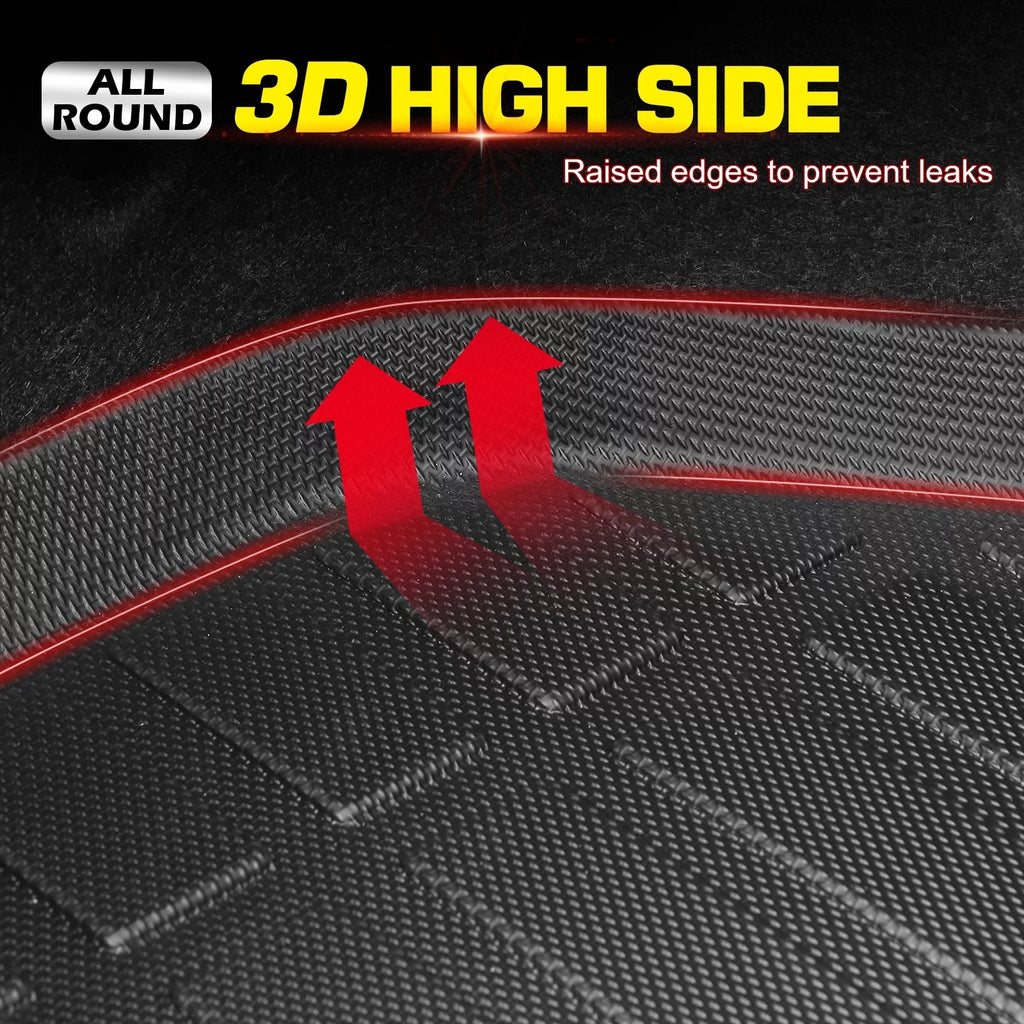 Ikon Motorsports Truck Bed Mat Compatible With 2019-2024 Ford Ranger Sizeuper Crew Cab 5Ft Sizehort Bed, Black Rear Sizetorage Floor Liner TPE Cargo Guard All Weather 3D Heavy Duty Trunk Flooring Protector