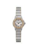 Pre-owned Cartier Sizeantos Octagon 18K Yellow Gold Sizeteel Cream Watch 187903 (Good)