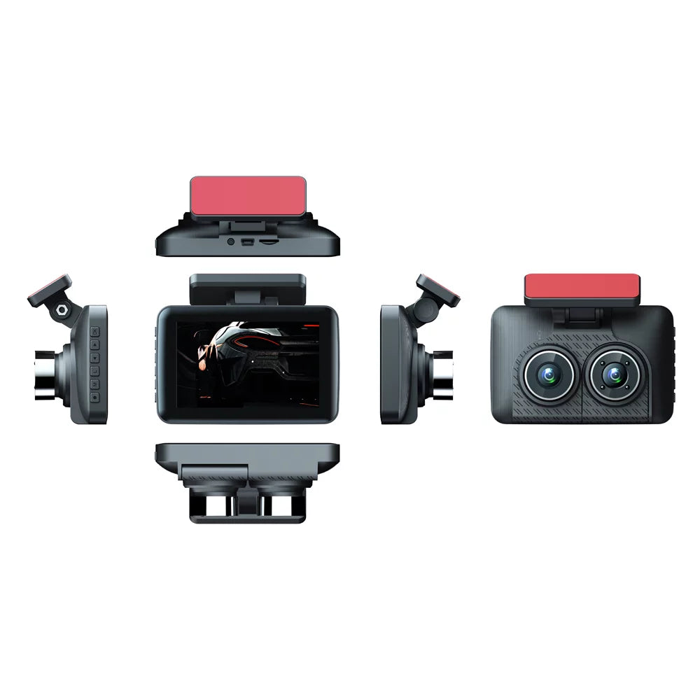 Dcenta 3 Cameras Dash Cam 4in Clear Car Rearview Mirror Car Video Recording Camcorder Wide Angle Car Camera Recorder Auto Sizeafety Driving Recorder