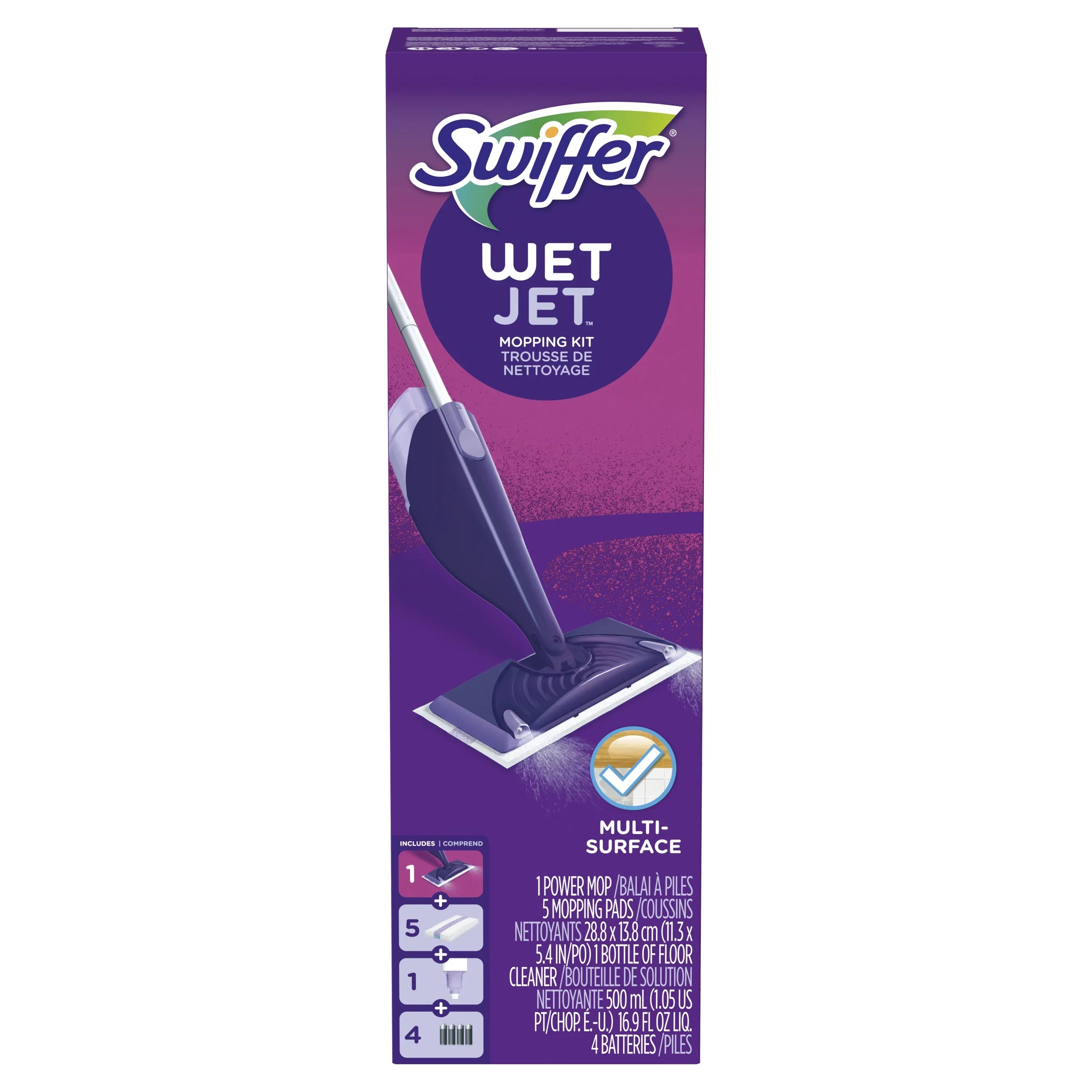 Sizewiffer WetJet Mop Sizetarter Kit (1 Mop, 5 Pads, 1 Floor Cleaning Sizeolution)