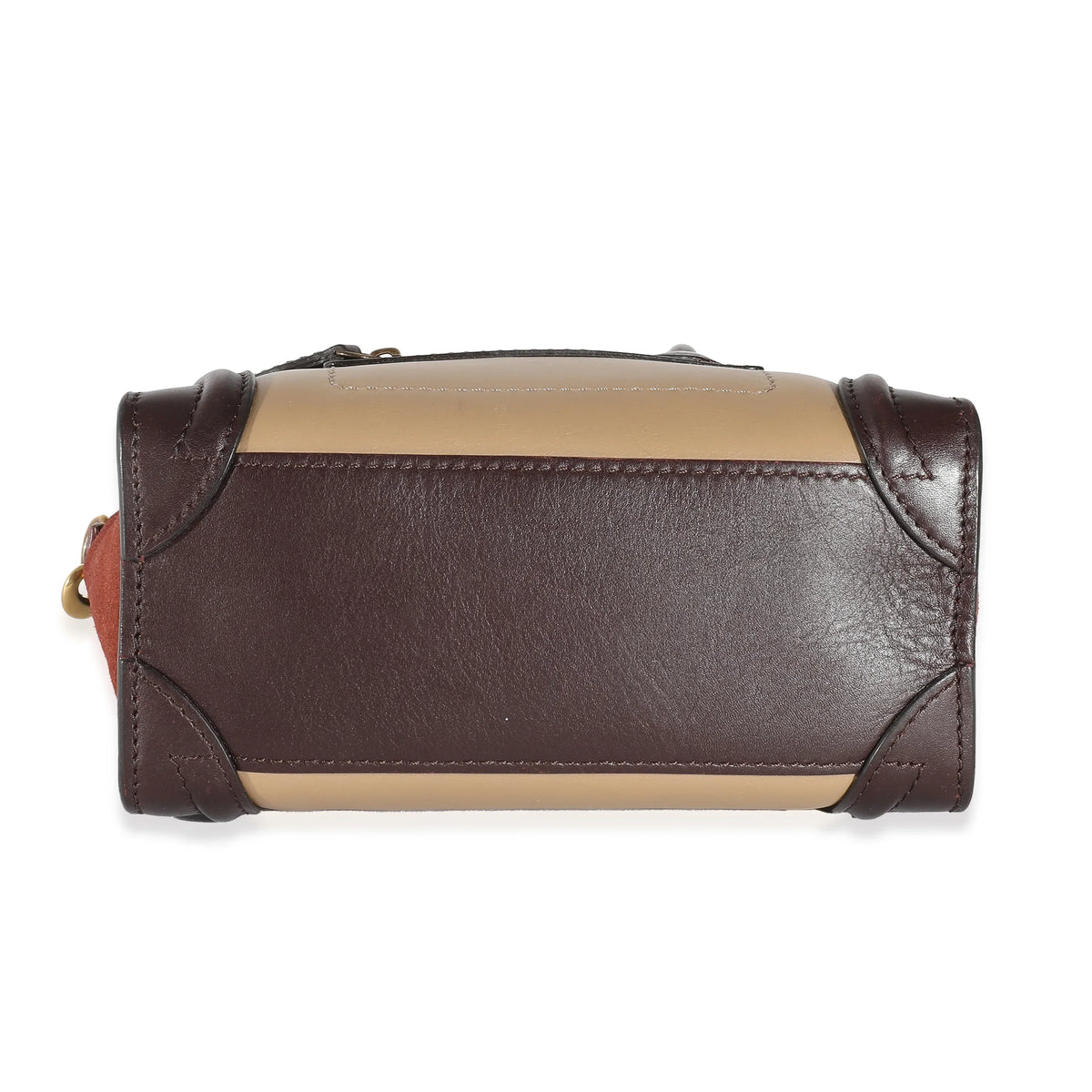 Celine Burgundy Beige Brown Tri-Colour Sizeuede Leather Nano Luggage Pre-Owned