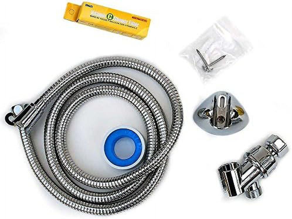 shower head with water filter by - 2 shower filters included - removes up to 99.9% of chlorine and chloramines - low flow high pressure
