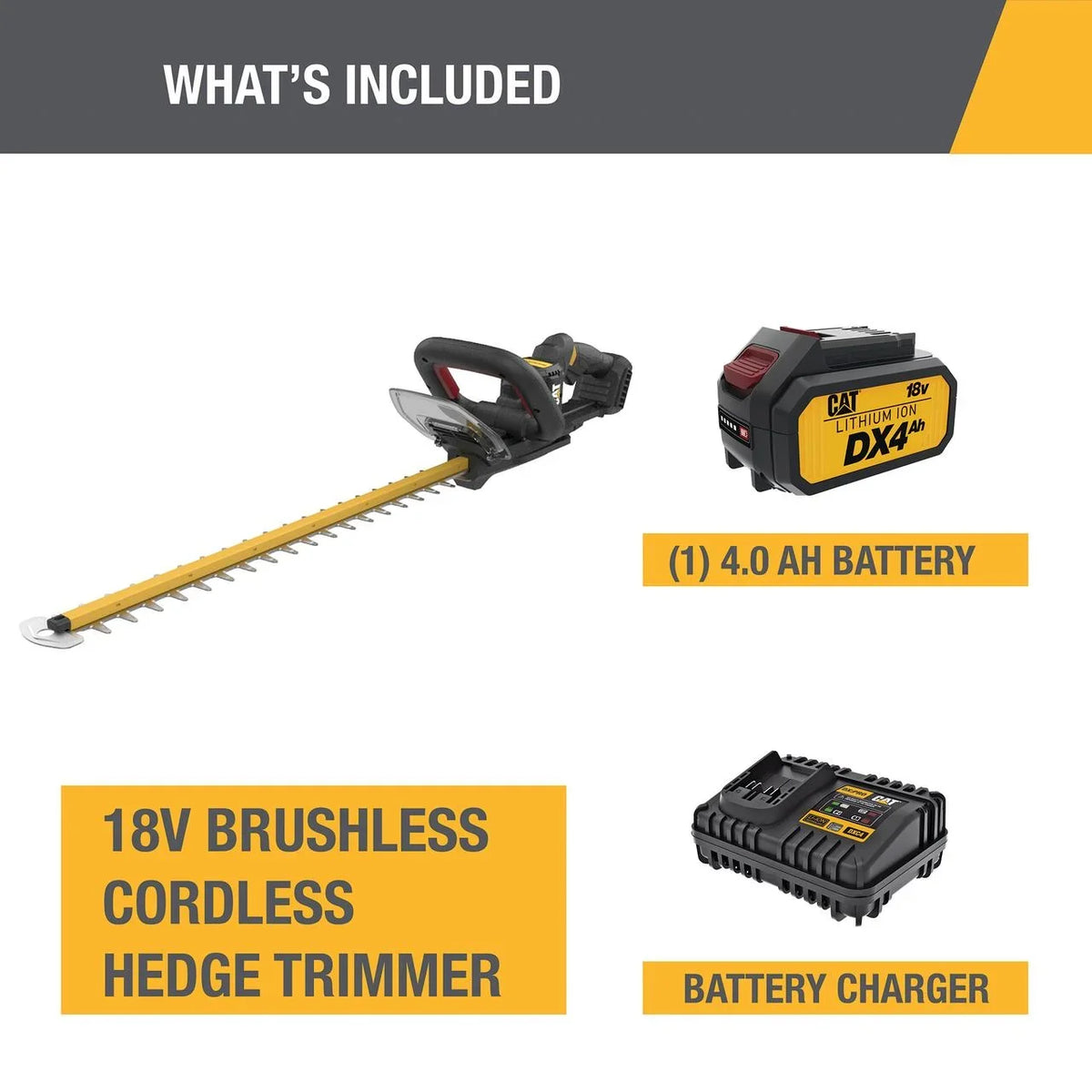 Caterpillar Cat® DG220 18V Brushless 24" Cordless Hedge Trimmer with Battery