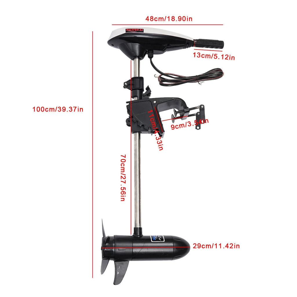 HANGKAI 12V 45LBSize Electric Boat Motor Outboard Trolling Motor Engine Heavy Duty