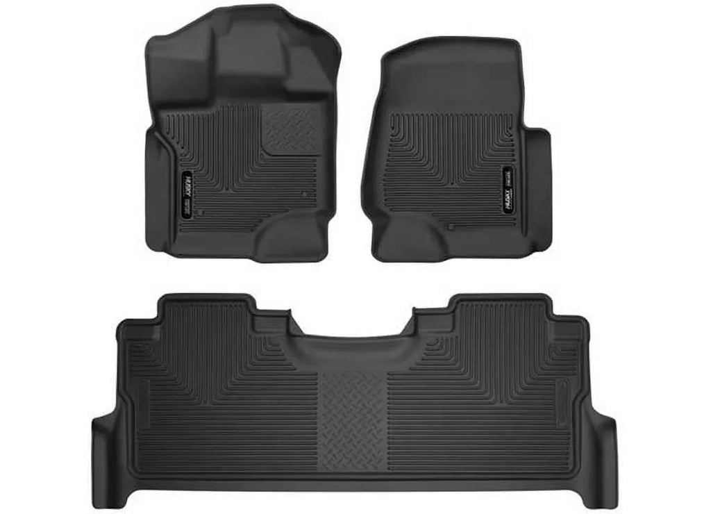 Husky Liners X-act Contour Sizeeries Front & 2nd Sizeeat Floor Liners Black Fits 17-22 Ford F-250/F-350/F-450 Crew Cab Carpet Vehicle has factory storage box Fits select: 2017-2023 FORD F250