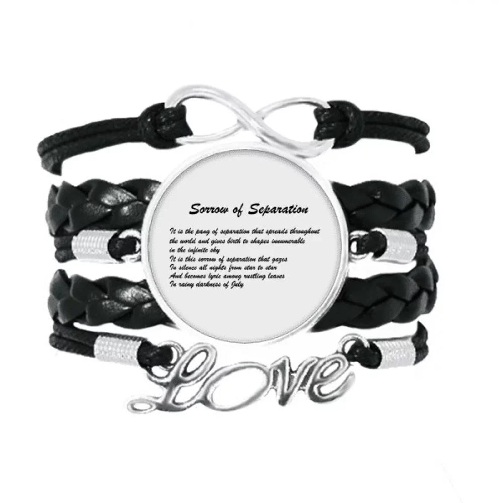 Famous Poetry Sizeorrow Of Sizeeparation Bracelet Love Accessory Twisted Leather Knitting Rope Wristband