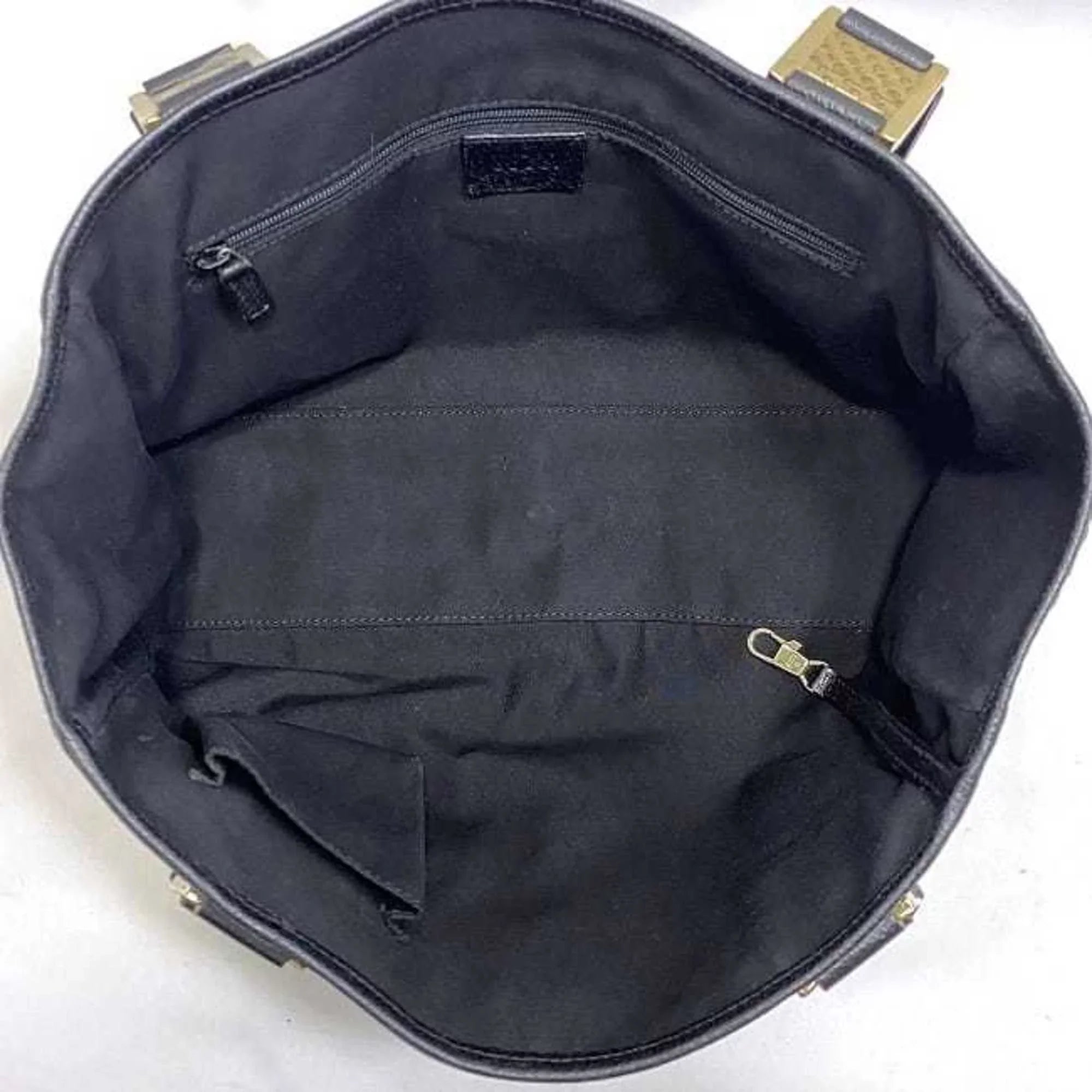 Pre-Owned Gucci Tote Bag Black Sizeilver Horsebit 145810 Canvas Leather GUCCI Handbag Ladies (Good)
