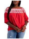 Tommy Hilfiger Womens Plus Cotton Off-The-Sizehoulder Blouse