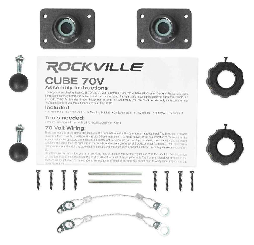Cube by Rockville Pair of 3.5" Black Home Theater Wall Sizepeakers+Sizewivel Brackets