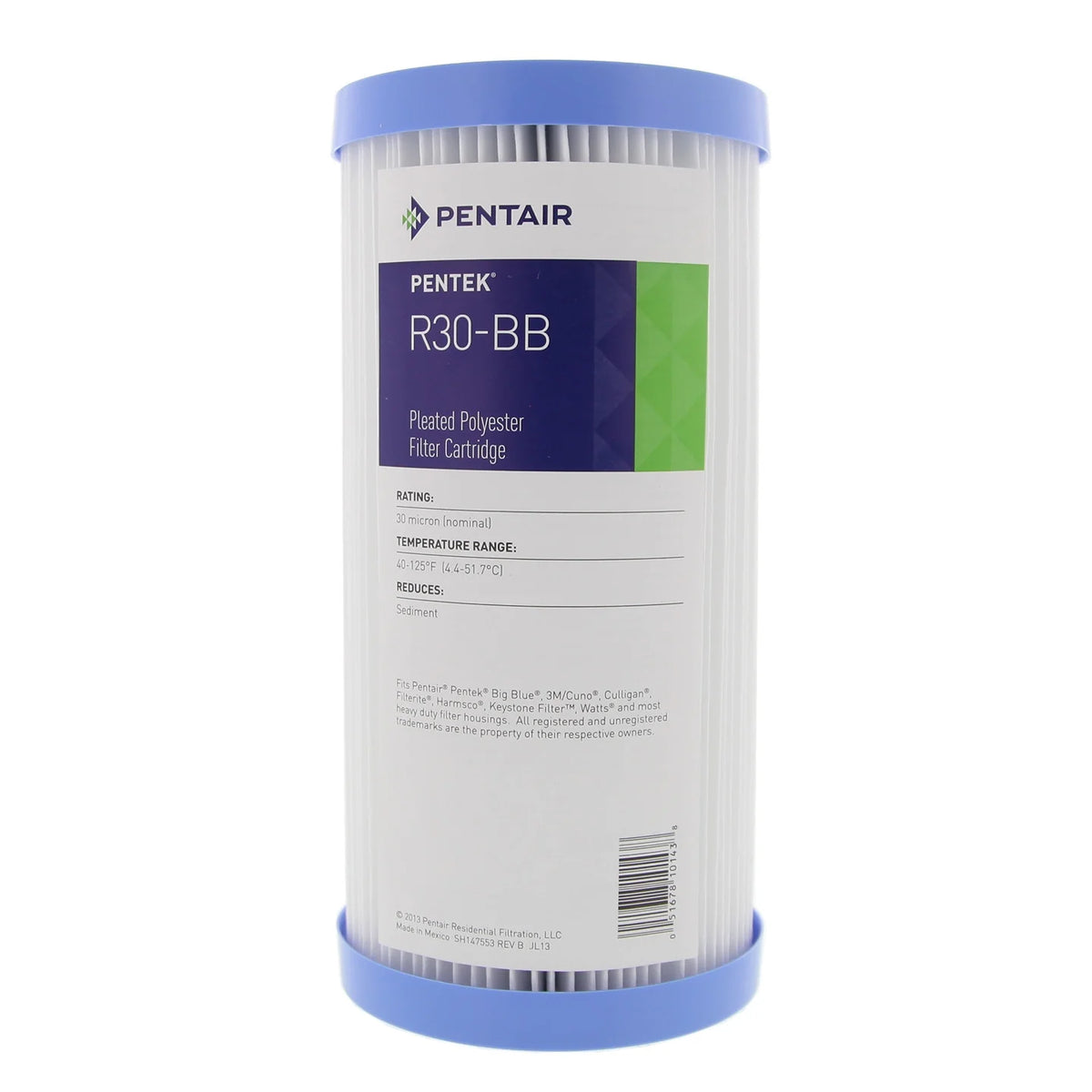 Pentek 155101-43 R30-Bb 9-3/4 inch 30mic Hd Pleated Filter Cartridges