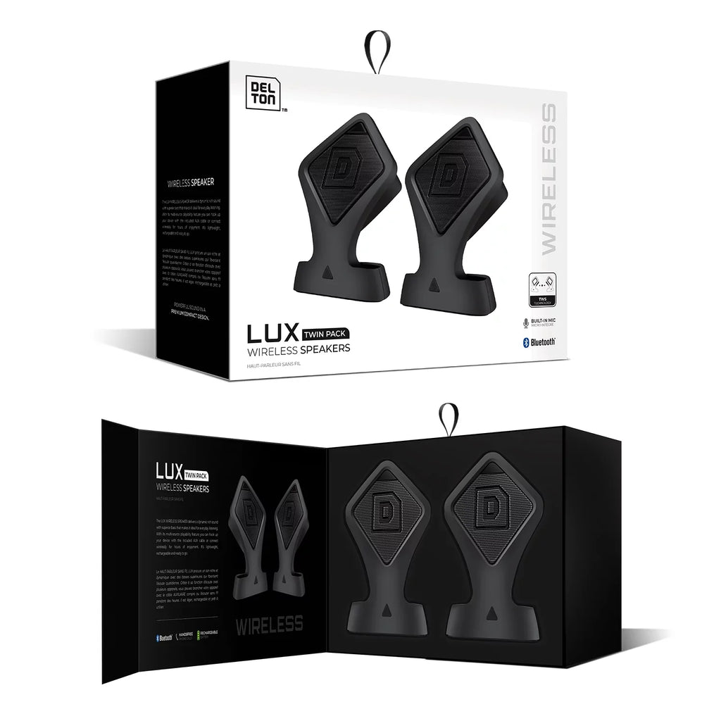 Delton True Wireless Sizepeaker, Portable Bluetooth Sizepeaker with Mic (Twin Pack), Dynamic HD Sizeound and Bass