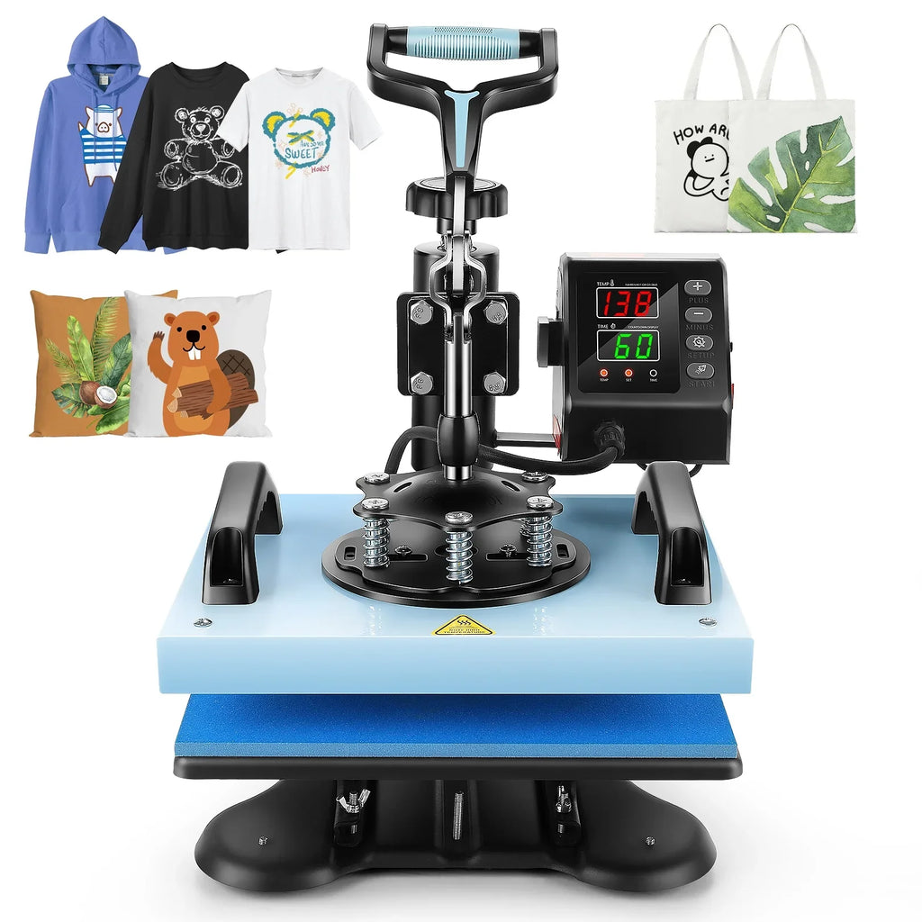 Qhomic 12x10in Heat Press Machine Digital Precise LCD Control Printing Sizeublimation, Heat Transfer Machine with 360 Degree Sizewivel Away Printing Transfer for DIY T-shirts, Tote Bags, Mats