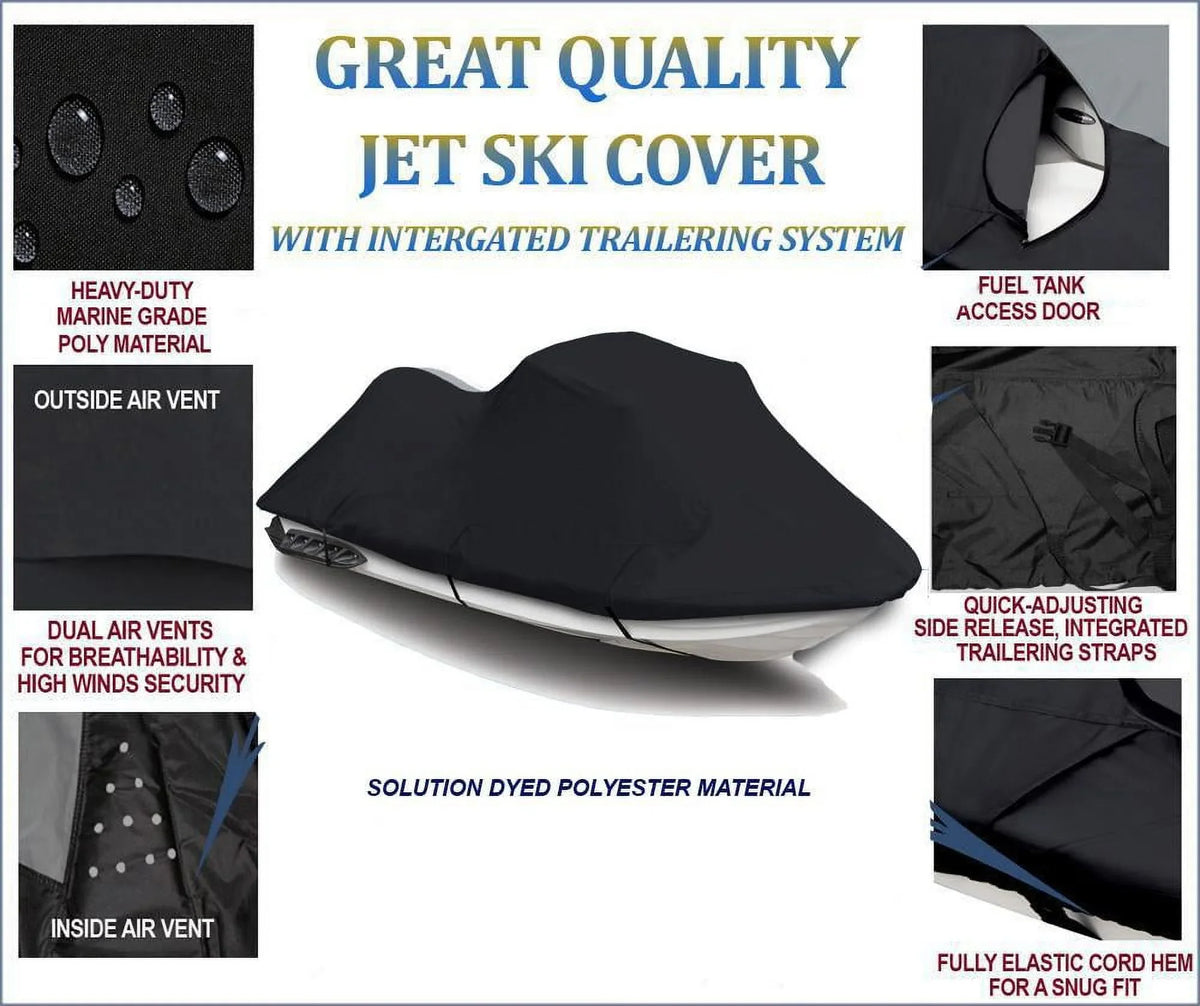 BLACK PWC 600D JET SizeKI Cover Compatible for Sizeea Doo Sizeea-Doo Bombardier XP 580 1992 1-2 Sizeeater
