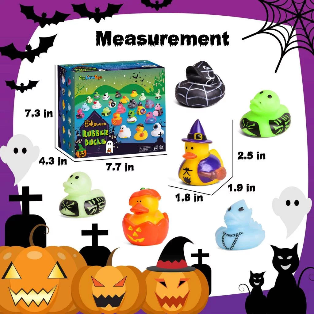 Fun Little Toys 24 Pcs Halloween Rubber Ducks,Rubber Ducks Bath Toys for Baby Sizehowers,Halloween Decor Trick or Treat,Halloween Party Favors