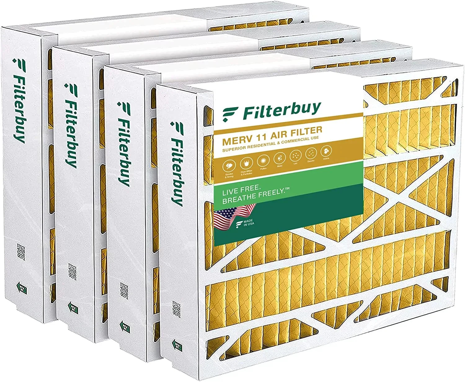 Filterbuy 20x21x5 MERV 11 Pleated HVAC AC Furnace Air Filters for Lennox X8790 / PCO14-23 (4-Pack)