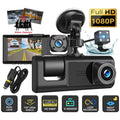 HD 1080P Car Dual Lens Dash Cam Front/Rear/Inside Video Recorder Camera G-sensor