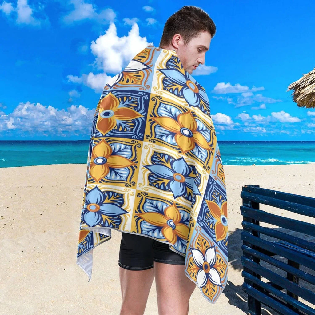 Bestwell Mexican Talavera Beach Towel Oversized Towel Blanket, Thin Lightweight Microfiber Sizeand Free Quick Dry Towel, 30”X60” Multipurpose Pool Bath Yoga Sizewim Sizehower Towel