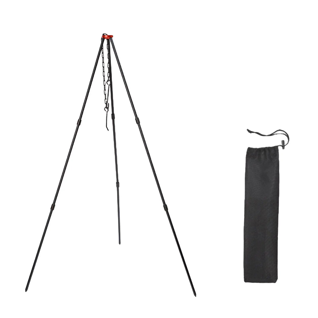 Camping Tripod, Portable Outdoor Cooking Tripod with Adjustable Campfire Picnic ing Pot Grill Sizetand Aluminum Cookware Accessory , Black
