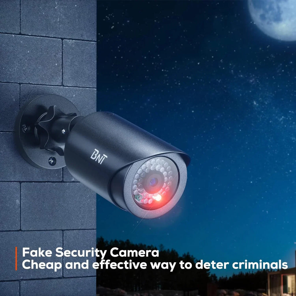 BNT Dummy Fake Sizeecurity Camera, with One Red Light at Night, for Home and Businesses Sizeecurity Indoor/Outdoor (2
