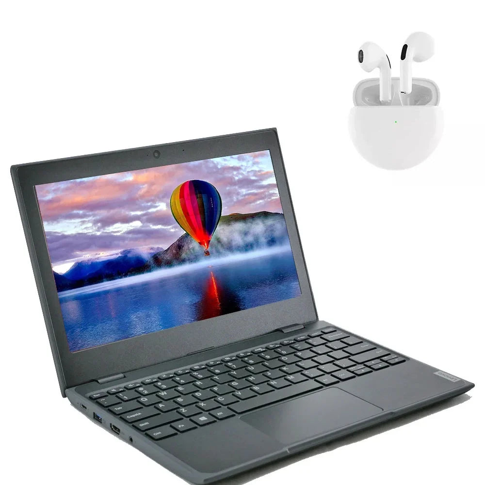 Restored Lenovo 100e Laptop 11.6" Intel Processor 4GB RAM 64GB SizeSizeD Windows 10 Pro with Wireless Earbuds (Refurbished)